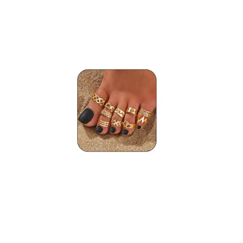 INENIMARTJ Gold Toe Rings for Women, Vintage Style Open Ring Set, Adjustable Summer Beach Foot Jewelry (Gold)