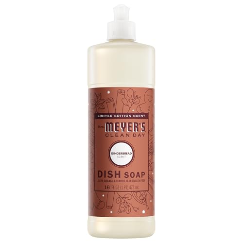 MRS. MEYER'S CLEAN DAY Liquid Dish Soap, Limited Edition Gingerbread Scent, 16 Ounce Bottle