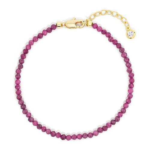 MEVECCO Gold Bracelet for Women 18K Gold Plated Red Ruby
