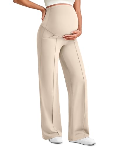 G4Free Maternity Dress Pants Over The Bump High Waist Front