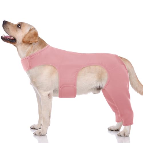 Image of ROZKITCH Dog Surgery Suit with Legs, Pet Sleeve to Prevent Licking Wound Elbow Protector, Long Sleeve Dog Surgery Recovery Suit for Sprain ACL CCL Arthritis Joint Care Pink M