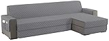 Funda Sofa Chaise Longue 300cm Brazo Izquierdo/Derecho Universal Reversible Impermeable, Protector Sofa 4 Plazas Chaise Long con Bolsillo, Color Gris Claro