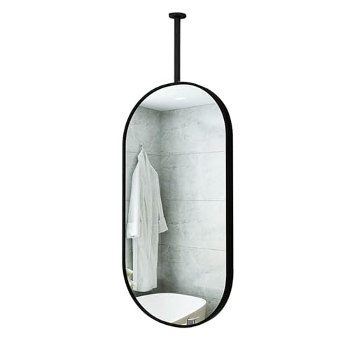 Miroir ovale pour maison ou hôtel avec cadre métallique noir de luxe