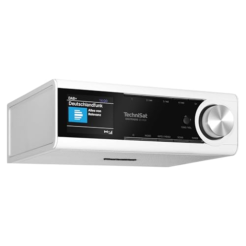 TechniSat DIGITRADIO 23 ASA – Küchen Unterbauradio mit Automatic Safety Alert (ASA, DAB Küchenradio, UKW, dimmbares TFT Farbdisplay, Bluetooth Audiostreaming, 2 Watt) weiß