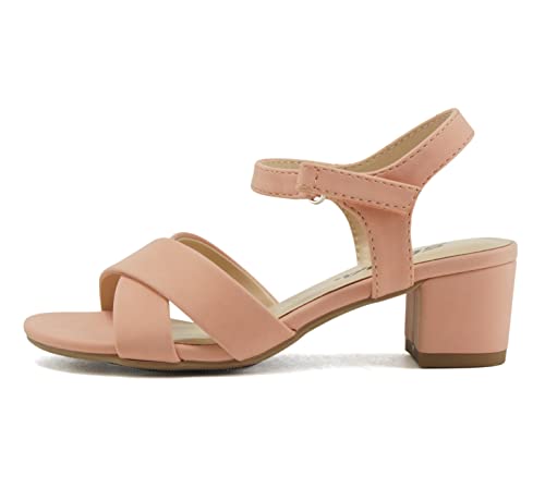 Soda Kids/Children/Girls Aida-2 Crisscross Band Soft Comfortable Sole With Ankle Buckle Strap Block Heel Sandals Shoes (13 Little Kid, D-Blush Nbpu, Numeric_13) #TOP24