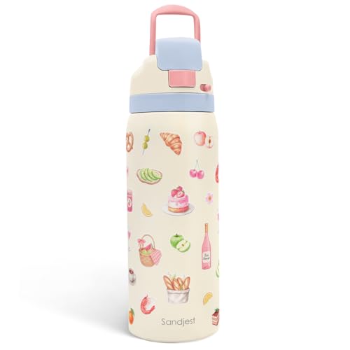 Image of Picnic Stainless Steel Water Bottle, Vacuum Insulated, Push-Button Lid, 32 oz, Gifts for Women Girls Friends Teens Birthday Christmas