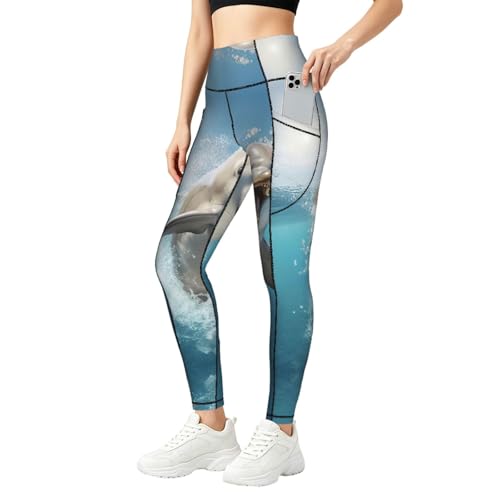 Leggings de delfín para mujer y conjunto fitness con bolsillos