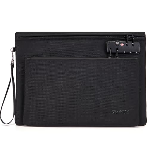 Notary Bag with Lock, Double layer Cash Bag, Notary Supplies, Valuable Storage Bag,Lock Bag travel safe (Black) by BICOHIOH - Used condition - US$22.55