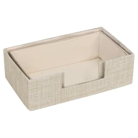 ORGMASTER Napkin Holder for Table, Cocktail Napkin Holder, Paper Hand Towel for Bathroom, Disposable Hand Towel Holder, Napkins Dispenser Serving Tray Holders for Home Decor, 2 Pack, Beige Cover
