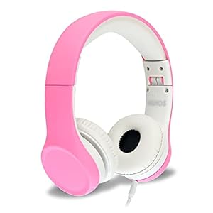 NENOS Children Kids Children’s Volume Limited Headphones for Kids Foldable (Pink)