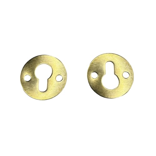 Image of 50 Pcs Round Keyhole Hangers Metal Keyhole Hanger with 100 Pieces Mounting Screws Keyhole Hanger for Mirror Picture Frames（Golden）