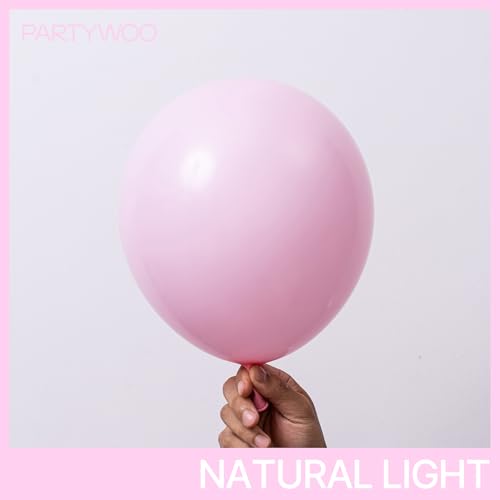 Image of PartyWoo Pink Balloons 100 pcs 12 Inch Latex Helium Pastel Pink Balloons for Baby Shower Gender Reveal Birthday Bridal Shower Engagement Princess Bachelorette Butterfly Party Decorations Pink-Q05