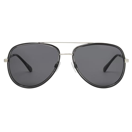 DOCKERS Men's Elias Sunglasses Aviator, Silver/Black, 57.6mm2
