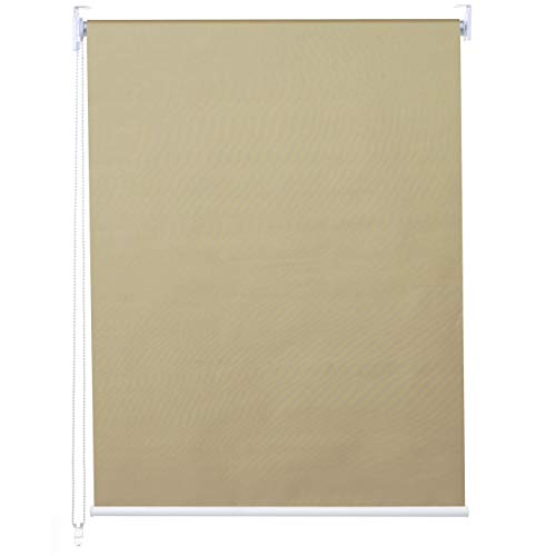 Rollo HWC-D52, Fensterrollo Seitenzugrollo Jalousie, 80x230cm Sonnenschutz Verdunkelung Blickdicht - beige