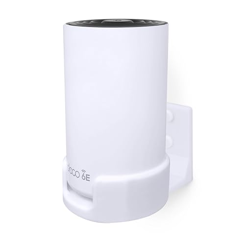 Image of Screwless Wall Mount for TP-Link Deco X68, XE75, XE75 PRO, AXE5300 & AXE5400, No Mess, Reduce Interference & Increase Range, Stick On Adhesive Bracket, White by Brainwavz