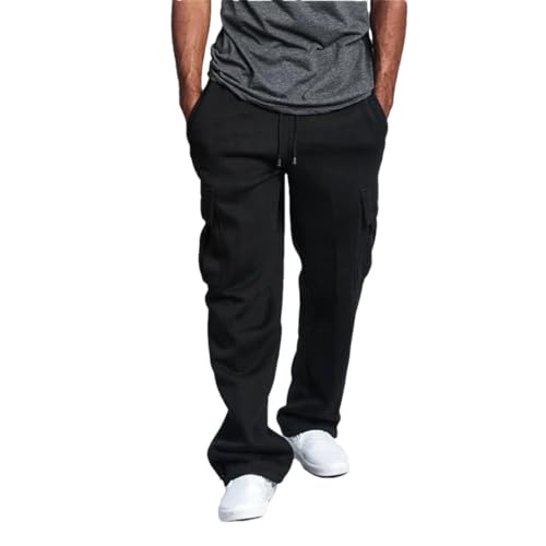 Mens Sweatpants Straight Fit Joggers Sports and Streetwear Loose Oversized Drawstring Long Multi-Pocket Pants1