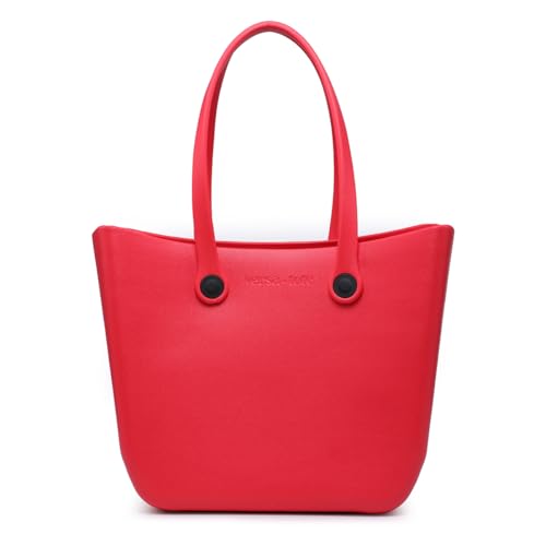 Versa Tote VIRA Medium Rubber Beach Bag Lightweight Waterproof Washable Durable Travel Tote for Boat Pool Sports Gym Red