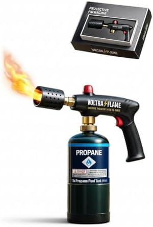 Powerful High Heat Propane Torch Gun, Adjustable Flamethrower, Multi-Use cooking Torch, Grill & BBQ, Charcoal Lighter, Sous Vide Steak Searing, Campfire Starter, Welding, DIY, Wood (TANK NOT INCLUDED)