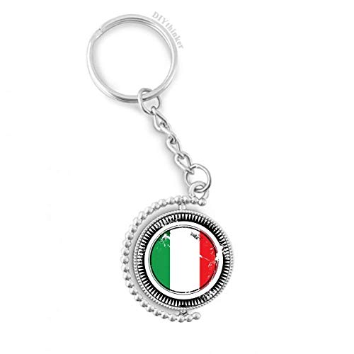 Llavero de la bandera de Italia con marco giratorio metálico rectangular Pilgrim