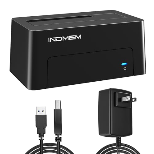 INDMEM SAS to USB 3.0 Adapter, SAS/SATA Hard Drive Enclosure Reader Converter Docking Station for 2.5/3.5 inch Server HDD SSD with 12V/2A Power Adapter,Support up to 18TB(New Upgrade)