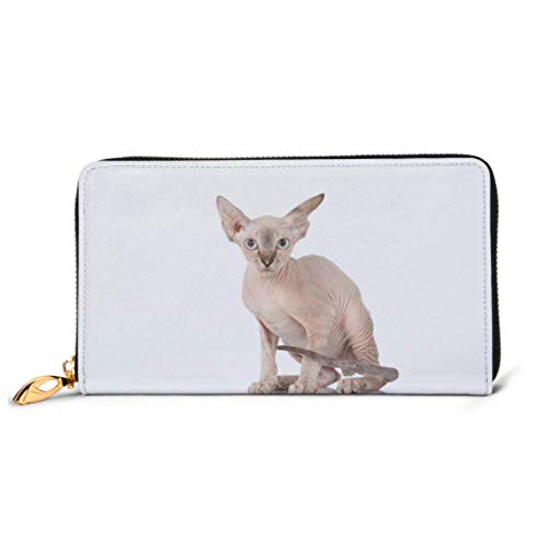 Preisvergleich Produktbild IUBBKI Mode Handtasche Reißverschluss Brieftasche Sphynx Cat Amimal Haustier Telefon Clutch Geldbörse Abendkupplung Blocking Leder Brieftasche Multi Card O
