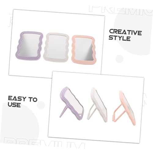 Miroir de maquillage portable ondulé avec support réglable pour un angle parfait
