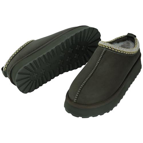 Platform Slippers, Mini Boots for Women Indoor Outdoor Anti-slip Slippers Womens Warm Fleece Lining Suede Leather Ankle Boots Slip On Hoese Shoes