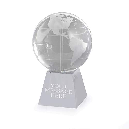 Custom Personalized 3" Etched Glass Globe with Crystal Base