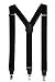 JINIU Men's Fashion Solid Straight Clip On Cool Formal Leather Suspenders Color Black Size One Size