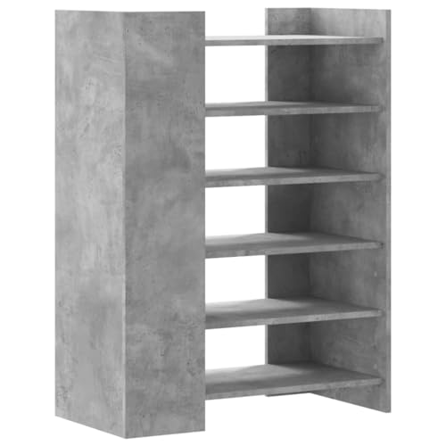 Armoire à chaussures gris béton 74,5cm en bois avec compartiments - 7