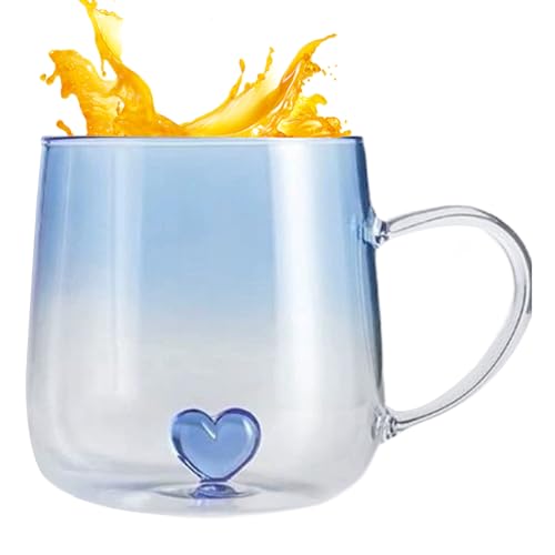 Tazas De Câfé De Vidrio - Vaso De Vidrio | Juego De Tazas De Çafé, Diseño Distintivo De Corazón En 3D, Esta Taza En Forma De Frasco Sirve Como Una Encantadora Botella De Agua Para Llevar Su Café Con L