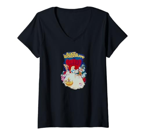 T-shirt Alice in Wonderland col V idéal pour un tea time décontracté entre amies
