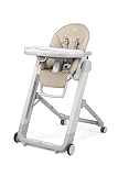 PEG Siesta Follow Me Seggiolone Pappa dalla Nascita Reclinabile con Funzione Sdraietta, Doppio Vassoio, 9 Altezze, 4 Ruote, Pieghevole e Compatto, 0-3 Anni (0-15 kg), Astral