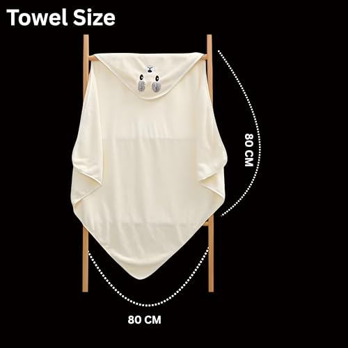 Image of Ultra-Soft Baby Hooded Towel - Coral Velvet Wrap Your Little One in Softness and Joy, Hypoallergenic & Super Absorbent Bath Wrap for Newborns & Toddlers | Cute Animal Design (0-5 Years)(White)