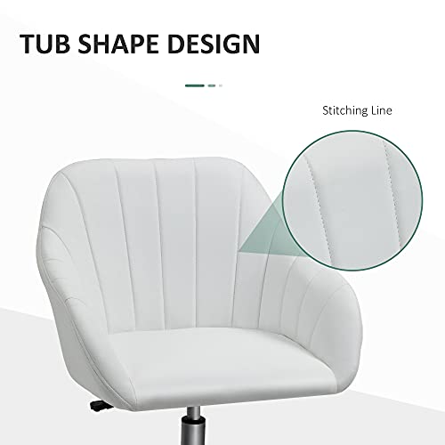 Vinsetto Mid Back Home Office Chair Computer Desk Chair With Pu Leather, Adjustable Height, Swivel Wheels For Study, Bedroom, White #TOP4