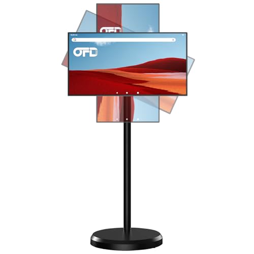 OFD 22-Inch Portable TV on Wheels 1080P,4GB RAM+64GB ROM,Rotating Touchscreen Monitor 100% sRGB,Tablet Screen with Base,Android 13 OS,6000mAh Battery(4-6H),Rolling TV(Without Webcam),Black