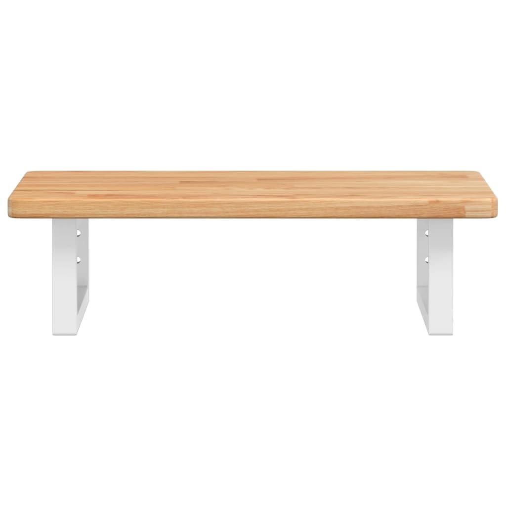 Tapa de lavabo con soporte, madera maciza de roble y acero, estantería rectangular para lavabo de pared, 60 x 40 x 2,5 cm, para baño, ahorro de espacio, 100 kg