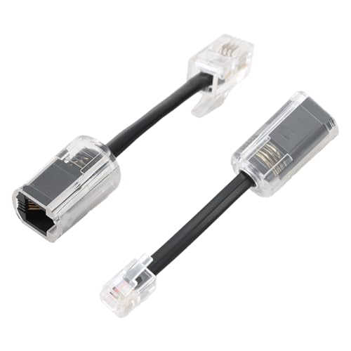 Anrbb 2 pezzi adattatore girevole RJ9 4P4C 360°, avvolgitore per cavo anti-groviglio per cellulare, compatibile con cavo telefonico fisso, accessorio per telefono fisso per ufficio o casa