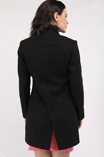 Image of CHKOKKO Women Chic Winter Coat Single Breasted | Knee Length Design with Buttoned Closure and Practical Front Side Pockets for Stylish and Comfortable Wear