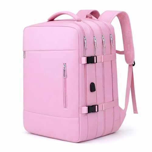 Mochila Viagem Avião Viral Expansível 30-40L Impermeável Premium, Bagagem de Mão Mala de Bordo Compartimento para Notebook 15.6', Executiva para Trabalho Diário - Flor de Lótus