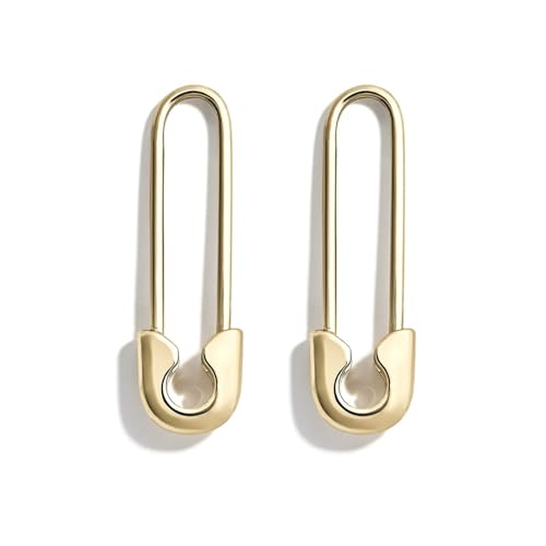 Punk Safety Pin Earrings for Women,Minimalist Gold Plated Paper Clip Earrings Personalized Hoop Unisex Paperclip Hypoallergenic Jewelry (Gold)