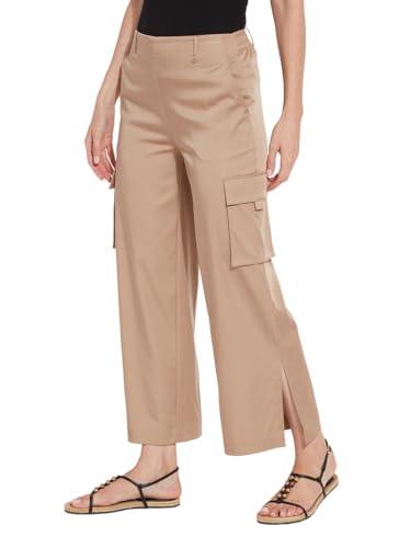 Lyssé Calypso Cargo Pants for Women – Cropped Ankle Pants and Stretch Satin Pants with Relaxed Fit