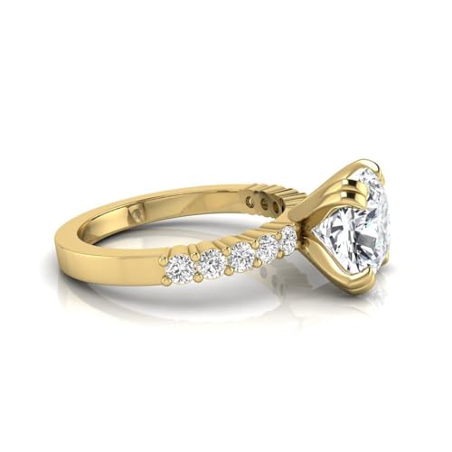 IGI Certified 2.50 Carat Cushion Cut Lab Grown Diamond (2.00 Ct, F, VS1) 14K Gold Double Prong Solitaire Accents Engagement Wedding Ring For Womens4