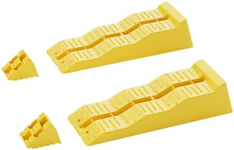 Wiltec Coppia di Cunei scanalati 40/70/100 mm con Fermo, Set di 2 Cunei di livellamento con capacità di carico di 3 t, per roulotte, Camper, rimorchi