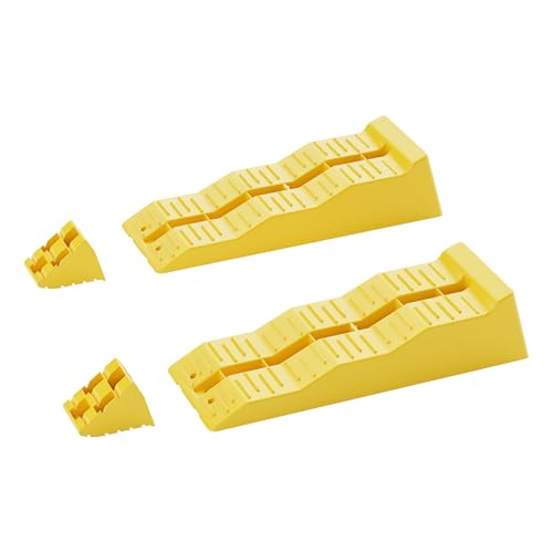 Wiltec Stufenkeile Paar 40/70/100 mm mit Stopper, Auffahrkeile 2er-Set mit...