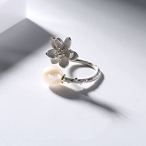 Bague ajustable en argent S925 et véritable perle de culture d'eau douce