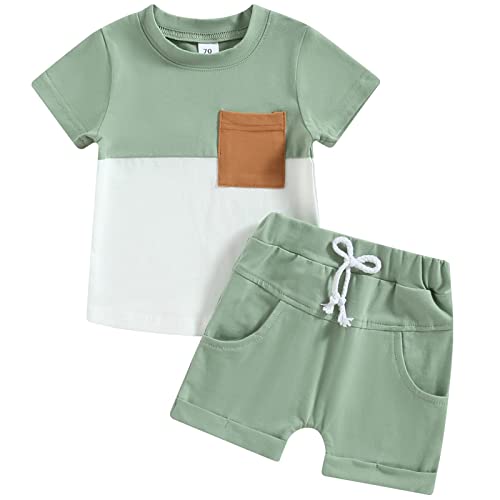 Image of Mubineo Infant Toddler Baby Boy Summer T Shirt Shorts Outfits Short Sleeve Tee Tops Clothes Set