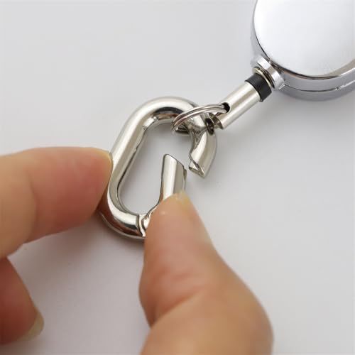 Porte-clé rétractable antivol noir avec câble acier extensible pour pass - 5