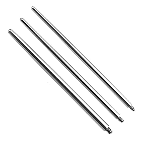 CHUANCI 3PCS 316L Surgical Steel Insertion Pin Taper Threaded Taper Labret Lip Dermal Pull Pin Tools Fashion Body Piercing Jewelry (3PCS 0.9MM Threading)