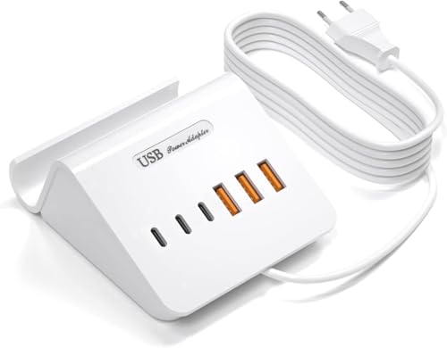 WUKUR Caricatore USB Multiplo 25W Caricabatterie da Tavolo Alimentatore 6 Porte per iphone ipad ipod Samsung LG Nexus HTC Nokia Motorola Wall Charger